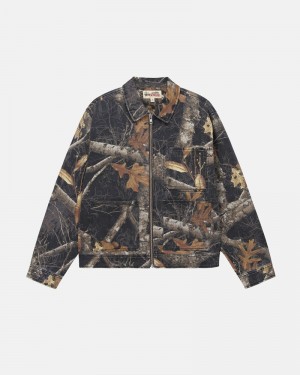 Black Stüssy Zip Work Realtree Edge Jacket | UAE COS165342