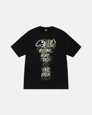 Black Stüssy & Born X Raised Handstyles T-Shirt | UAE MXI751306