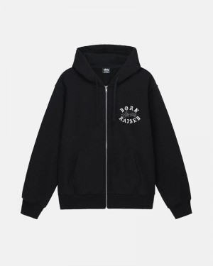 Black Stüssy & Born X Raised Logo Zip Hoodie | UAE ZUJ796804