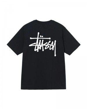 Black White Stüssy Basic T-Shirt | UAE DNP105497