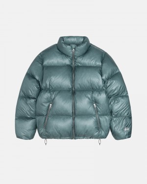 Blue Stüssy Down Puffer Parachute Ripstop Jacket | UAE CXU502147