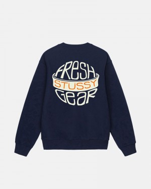 Blue Stüssy Fresh Gear Crew Sweatshirt | UAE WAI062951