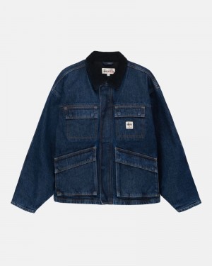 Blue Stüssy Shop Washed Denim Jacket | UAE HZT031467