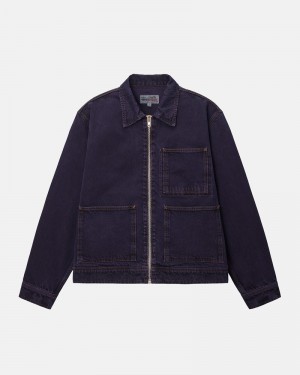 Blue Stüssy Zip Work Denim Jacket | UAE NBM389072