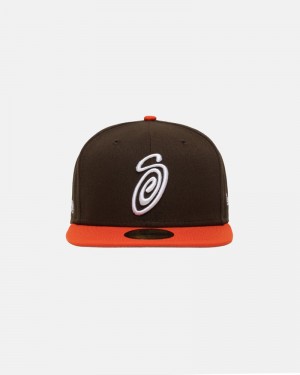 Brown Orange Stüssy New Era 59Fifty Curly S Cap | UAE BQI657809