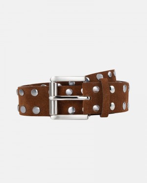 Brown Stüssy 8 Ball Studded Belt | UAE OUQ860451