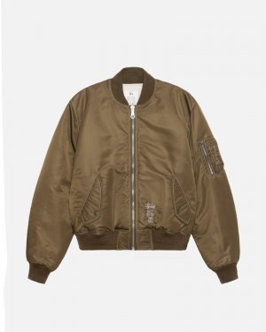 Brown Stüssy Built Reversible Bomber Jacket | UAE WRO437809