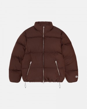 Brown Stüssy Down Puffer Nylon Jacket | UAE EXI825497