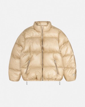 Brown Stüssy Down Puffer Parachute Ripstop Jacket | UAE CDA490132