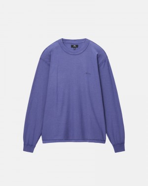 Deep Blue Stüssy Lazy LS T-Shirt | UAE AOU941756