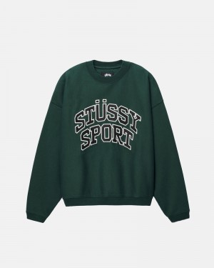 Deep Green Stüssy Sport Relaxed Oversized Crew Sweatshirt | UAE TAB394271