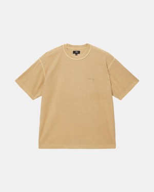 Gold Stüssy Lazy T-Shirt | UAE JZH715623