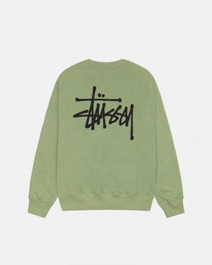 Green Stüssy Basic Crew Sweatshirt | UAE GQB934076