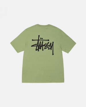 Green Stüssy Basic T-Shirt | UAE ZUL057396