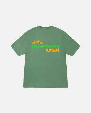 Green Stüssy Designs Usa T-Shirt | UAE OJM582349