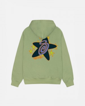 Green Stüssy Galaxy Hoodie | UAE LYR298047