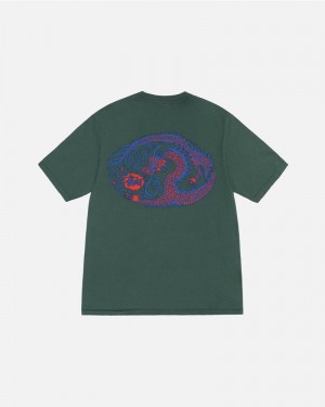 Green Stüssy Mosaic Dragon Pigment Dyed T-Shirt | UAE BAQ536710