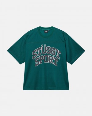 Green Stüssy Sport Mesh Football Jersey T-Shirt | UAE SMY620537