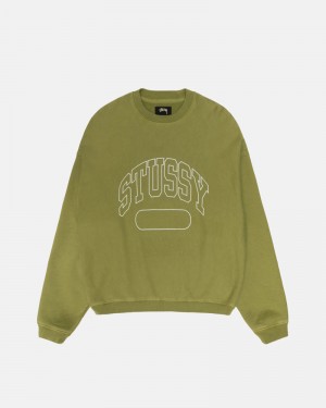 Green Stüssy Varsity Oversized Crew Sweatshirt | UAE MWV140653