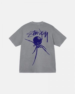 Grey Stüssy Arachnid Pigment Dyed T-Shirt | UAE ZDW459287