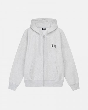 Grey Stüssy Basic Zip Hoodie | UAE OMK614395