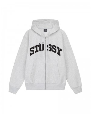 Grey Stüssy Block Sport Zip Hoodie | UAE CQW967548