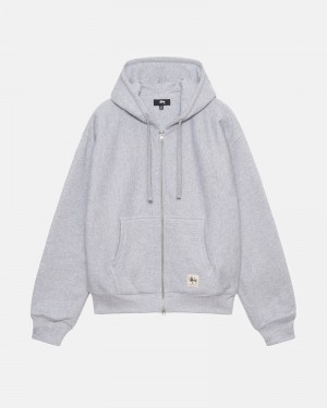 Grey Stüssy Double Face Label Zip Hoodie | UAE WRA062178