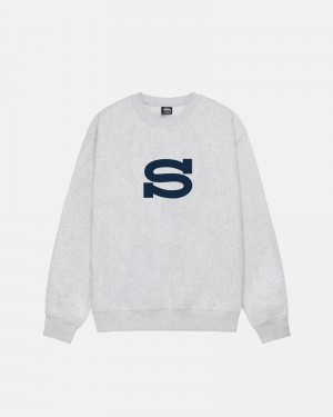 Grey Stüssy Letterman Crew Sweatshirt | UAE WHX517804