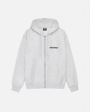 Grey Stüssy SS-Link Zip Hoodie | UAE IMC496350