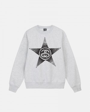 Grey Stüssy Stars Crew Sweatshirt | UAE SPR063518