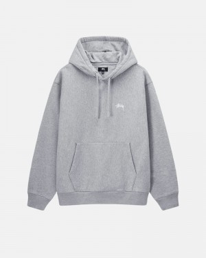 Grey Stüssy Stock Logo Hoodie | UAE YFR194635