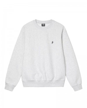 Grey Stüssy Swirl Applique Crew Sweatshirt | UAE EJO096582