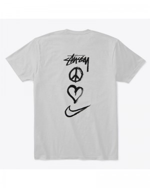 Grey Stüssy X NK Peace, Love, Swoosh T-Shirt | UAE YTN086419