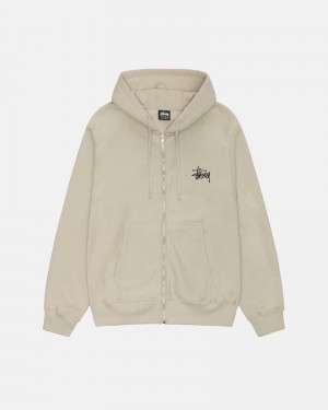 Khaki Stüssy Basic Zip Hoodie | UAE MBS591432