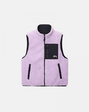 Lavender Stüssy Sherpa Reversible Vest | UAE SPA463501