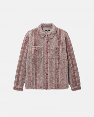 Multicolor Stüssy Striped Sherpa Shirts | UAE YIV346709