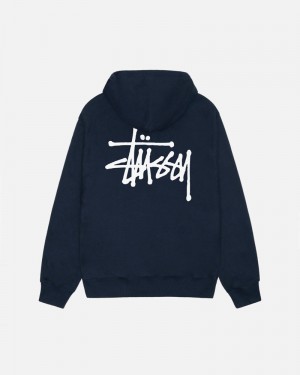 Navy Stüssy Basic Hoodie | UAE JIM960812