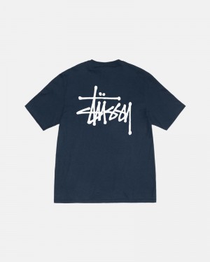 Navy Stüssy Basic T-Shirt | UAE HVE479860