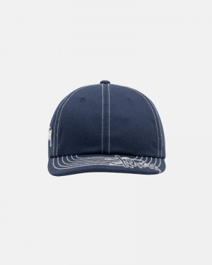 Navy Stüssy Low Pro Basic Stitch Strapback Cap | UAE NCA458796