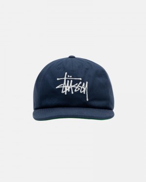 Navy Stüssy Mid-Depth Basic Strapback Cap | UAE BNF618903