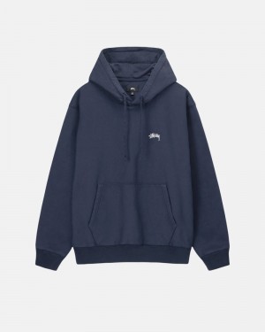 Navy Stüssy Stock Logo Hoodie | UAE KYG065942