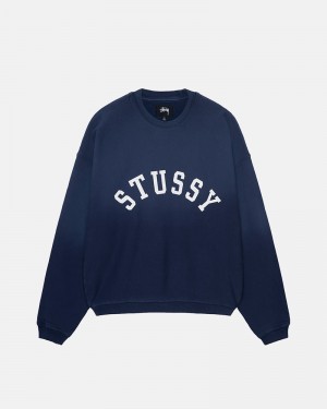 Navy Stüssy Sun Faded Oversized Crew Sweatshirt | UAE QVP812375