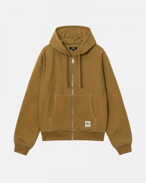 Olive Stüssy Double Face Label Zip Hoodie | UAE JWS540798