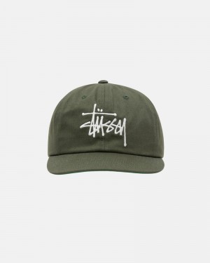 Olive Stüssy Mid-Depth Basic Strapback Cap | UAE XMK041396