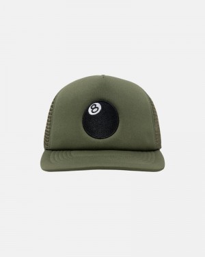 Olive Stüssy Trucker 8 Ball Snapback Cap | UAE YQU127905