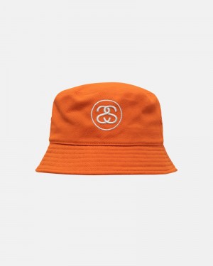 Orange Stüssy Deep Bucket SS Link Hat | UAE EMT236019