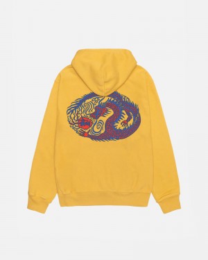 Orange Stüssy Mosaic Dragon Pigment Dyed Hoodie | UAE PST967408