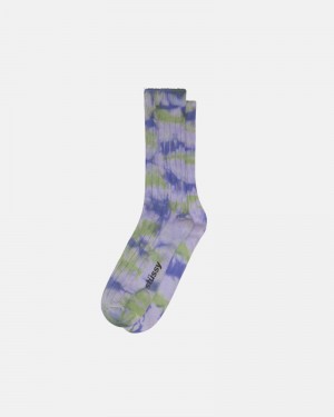 Purple Green Stüssy Multi Dyed Ribbed Socks | UAE WSU495317