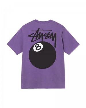 Purple Stüssy 8 Ball Pigment Dyed T-Shirt | UAE USY431580