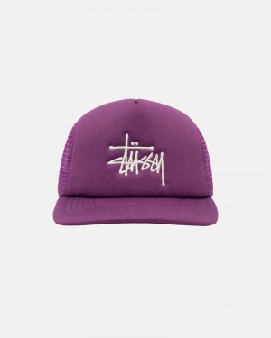 Purple Stüssy Trucker Big Basic Snapback Cap | UAE YMD124806